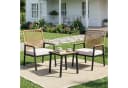 TLGREEN Gartenstuhl Eisen-Rattan Beige mit 8 cm Kissen Bild 2