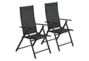 TLGREEN Klappstuhl 2er Set Schwarz Teslin-Gewebe verstellbare Rückenlehne Bild 2