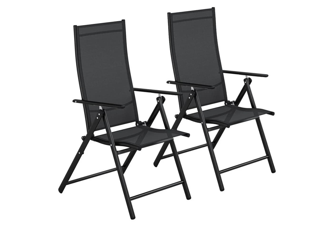 TLGREEN Klappstuhl 2er Set Schwarz Teslin-Gewebe verstellbare Rückenlehne - Bild 2