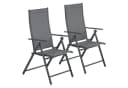 TLGREEN Klappstuhl 2er Set Grau Teslin-Gewebe Verstellbare Rückenlehne Bild 2