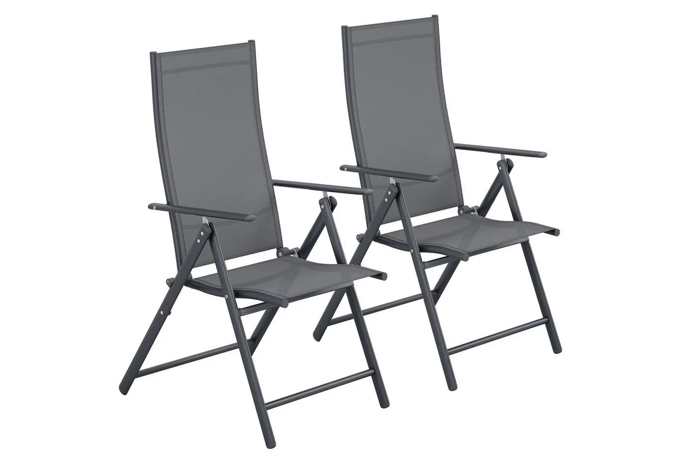 TLGREEN Klappstuhl 2er Set Grau Teslin-Gewebe Verstellbare Rückenlehne - Bild 2