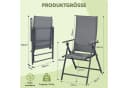TLGREEN Klappstuhl 2er Set Grau Teslin-Gewebe Verstellbare Rückenlehne Bild 3
