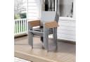 TLGREEN Stapelstuhl Aluminium Outdoor mit WPC-Armlehnen Grau Bild 1