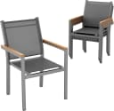 TLGREEN Stapelstuhl Aluminium Outdoor mit WPC-Armlehnen Grau Bild 2