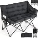 TLGREEN Campingstuhl Doppel Klappbar 320KG Belastbar Gepolstert Schwarz Bild 2