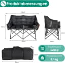 TLGREEN Campingstuhl Doppel Klappbar 320KG Belastbar Gepolstert Schwarz Bild 3