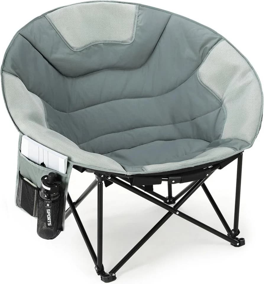 TLGREEN Campingstuhl Moonchair XXL Grau Klappbar 150kg - Bild 2
