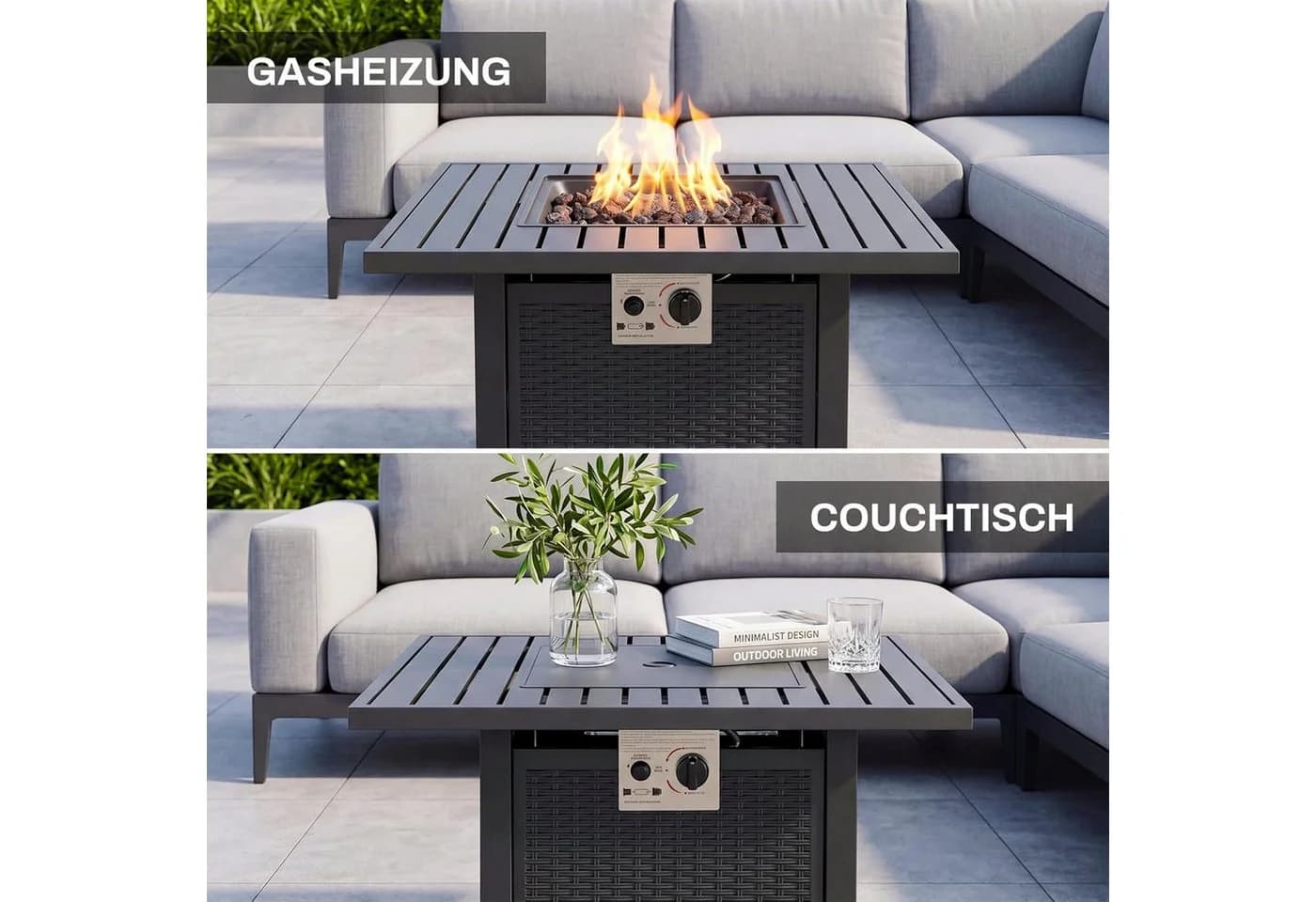 TLGREEN Gas Feuertisch 28/30 Zoll Outdoor Heiztisch mit Lavasteinen - Bild 5