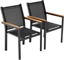 TLGREEN Stapelstuhl Aluminium Outdoor mit WPC-Armlehnen Schwarz Bild 2