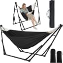 TLGREEN Hängematte mit Gestell 2-in-1 Schwarz Grau Beige Bild 2