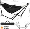 TLGREEN Hängematte mit Gestell 2-in-1 Schwarz Grau Beige Bild 3