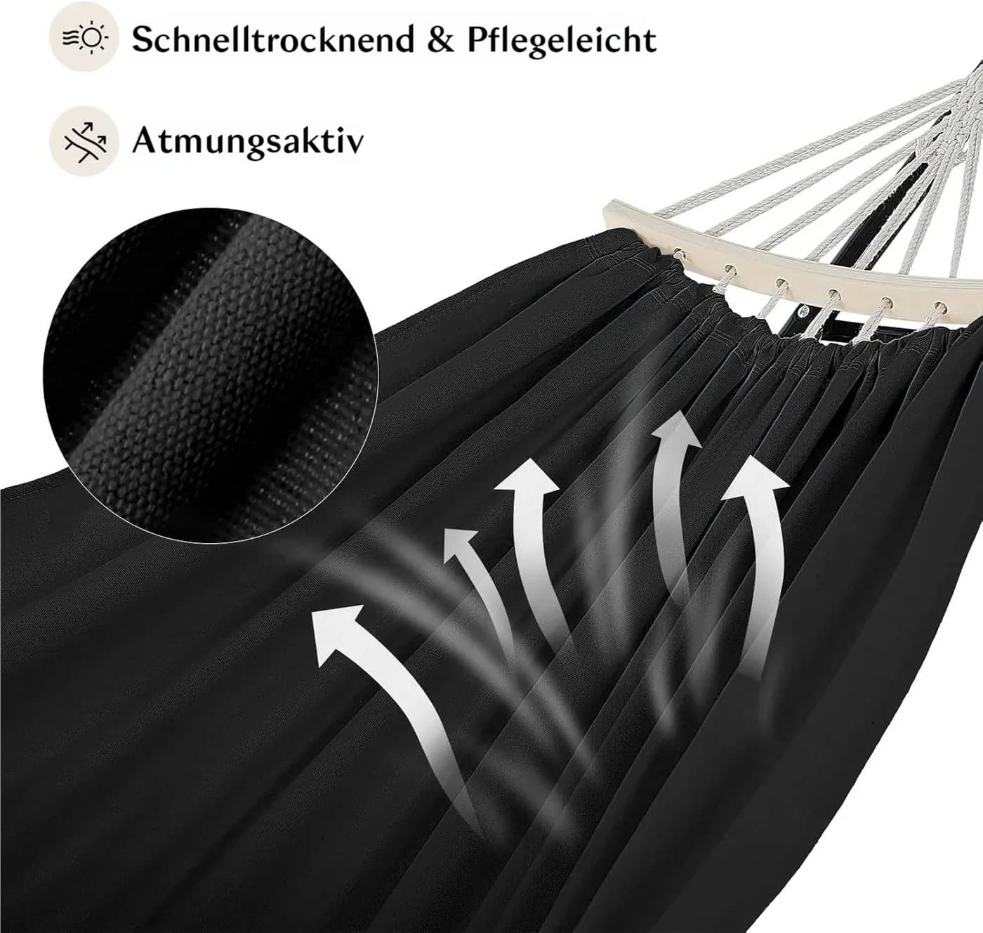 TLGREEN Hängematte mit Gestell 2-in-1 Schwarz Grau Beige - Bild 5