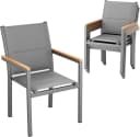 TLGREEN Stapelstuhl 4er Set Esszimmerstuhl mit WPC Armlehnen Grau/Schwarz Bild 2