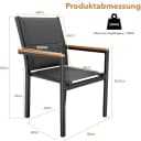 TLGREEN Stapelstuhl 4er Set Aluminium WPC Armlehne gepolstert Bild 3