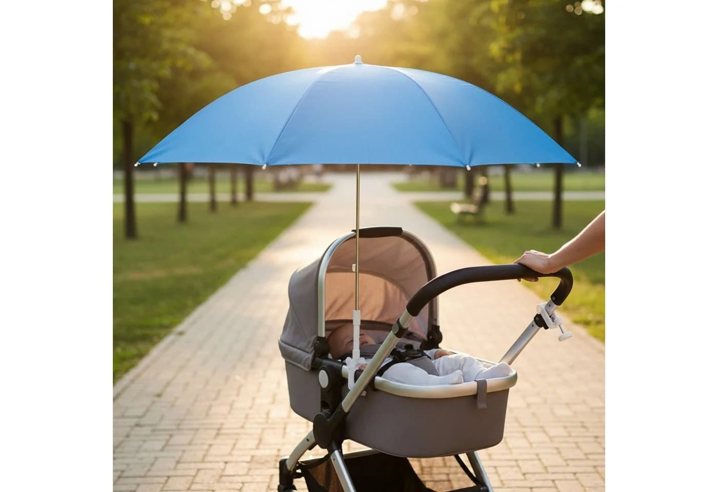 Meinposten Sonnenschirm mit Klemme UV 50+ für Kinderwagen & Balkon