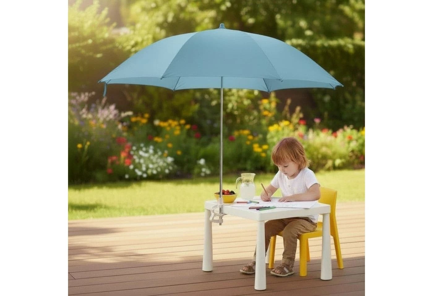 Meinposten Sonnenschirm mit Klemme UV 50+ für Kinderwagen & Balkon - Bild 3
