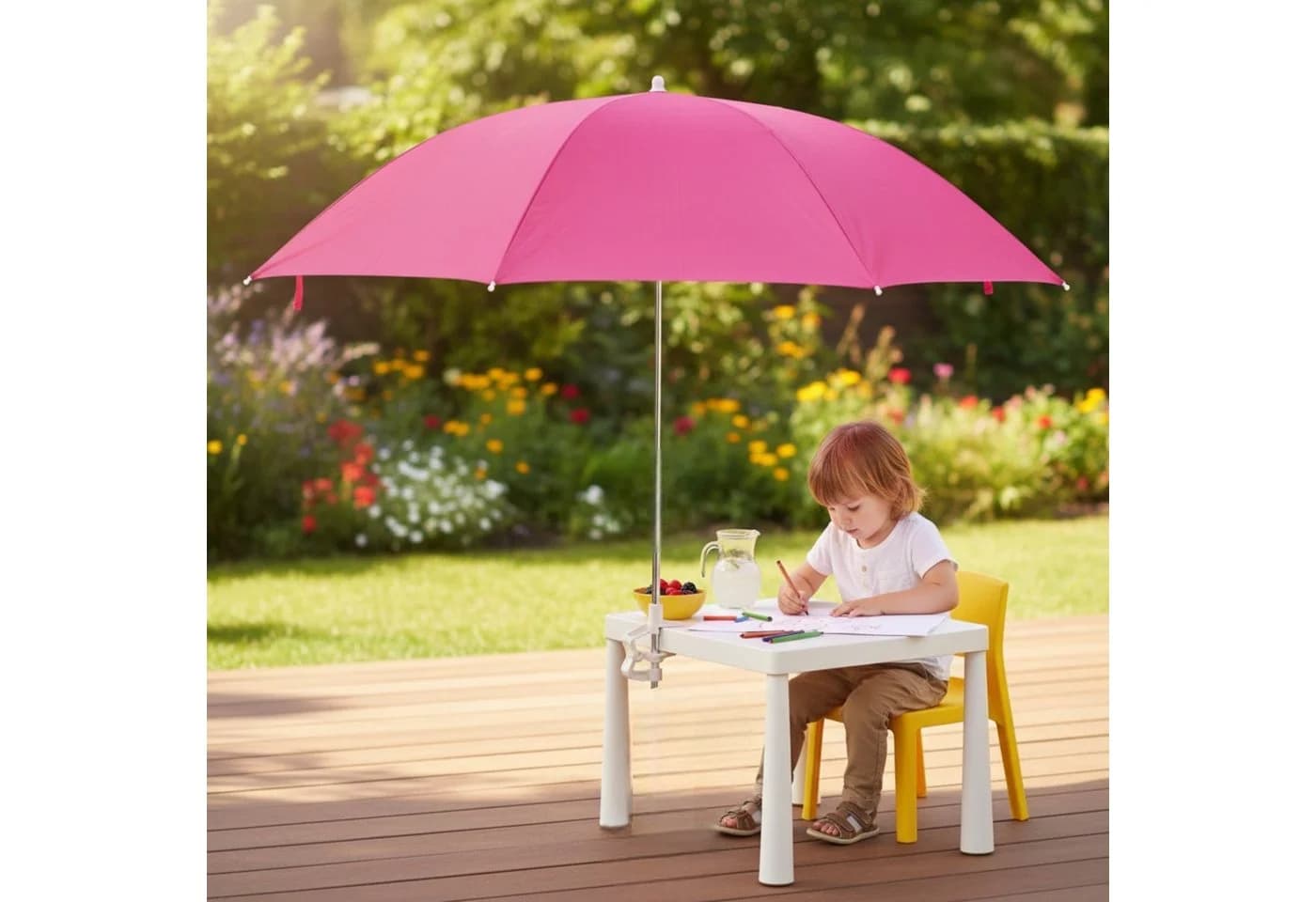 Meinposten Sonnenschirm mit Klemme UV 50+ für Kinderwagen & Balkon - Bild 3