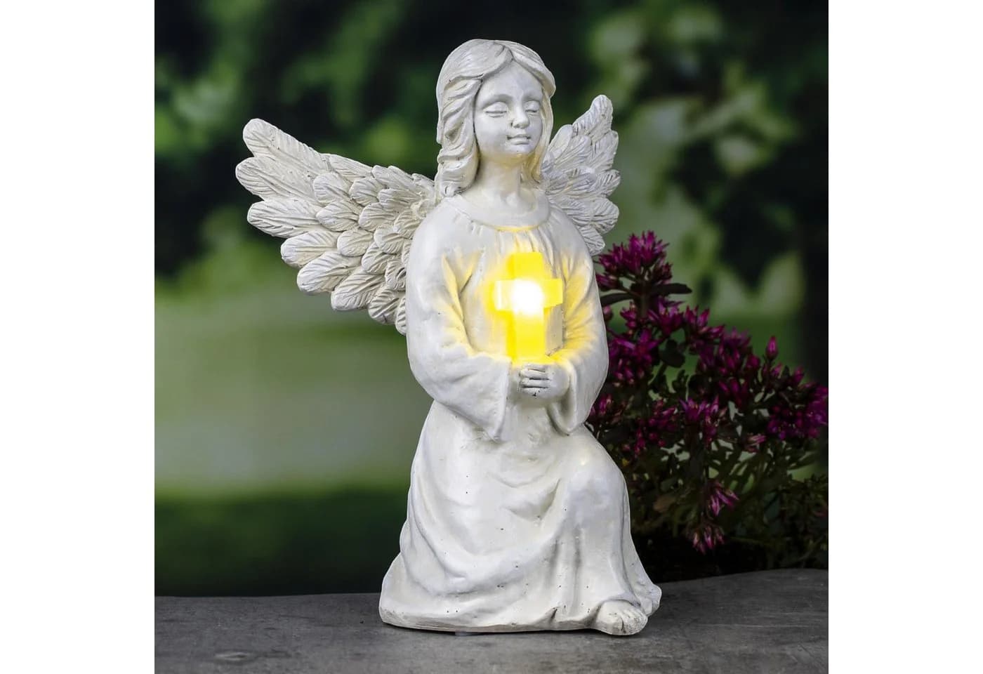 Meinposten LED Solar Engelfigur Weiß Garten- & Grabdekoration