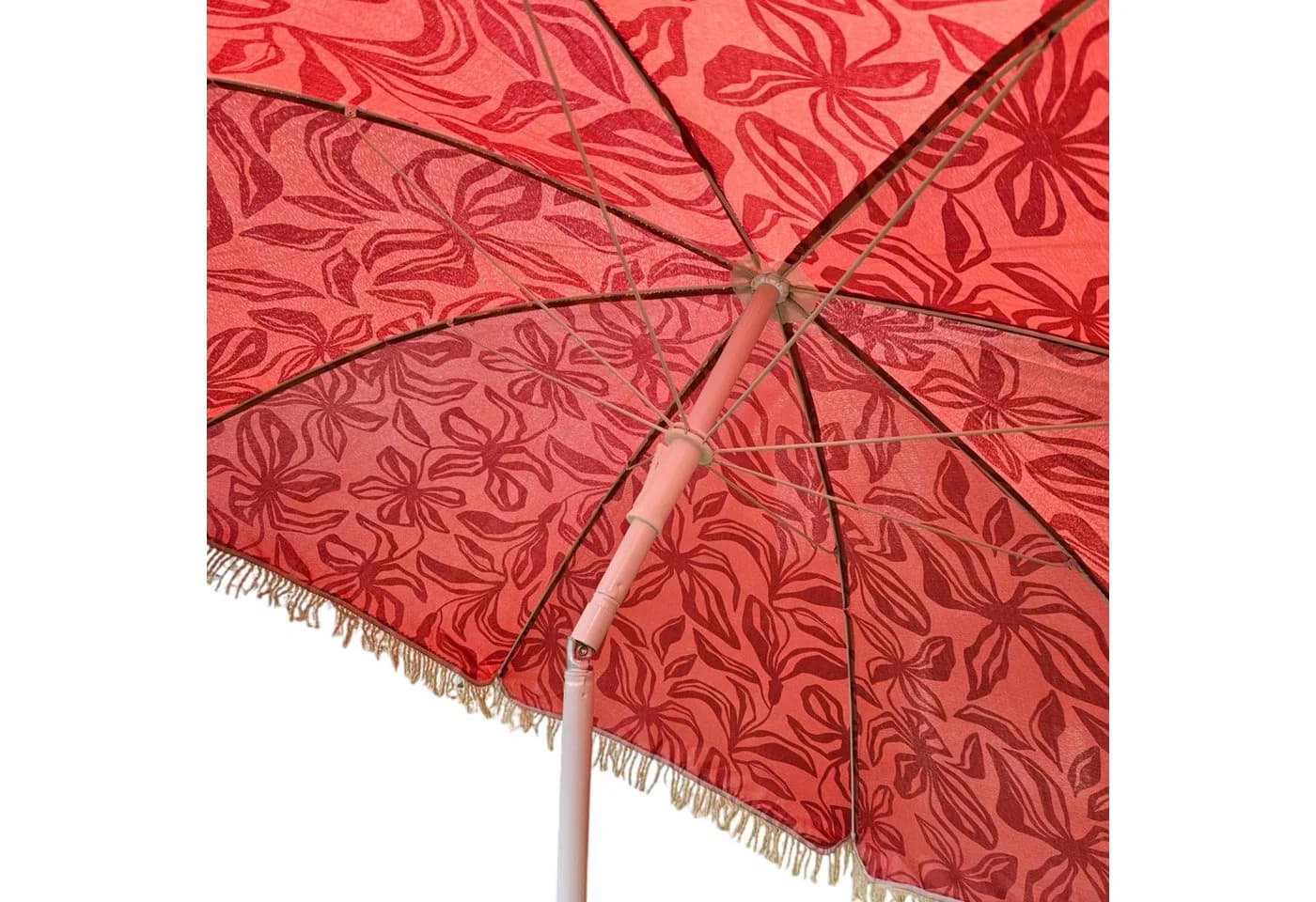 Meinposten Sonnenschirm BOHO Rot mit Fransen und UV-Schutz - Bild 4