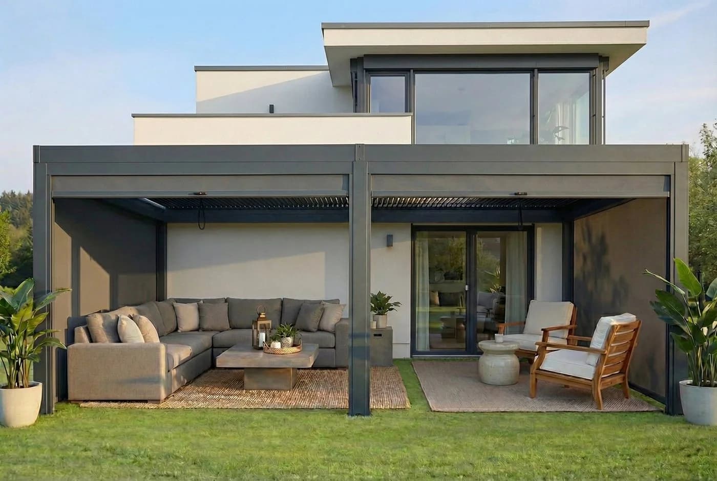 MCW Pergola Terassenvordach 6x3m Lamellendach Anthrazit - Bild 2