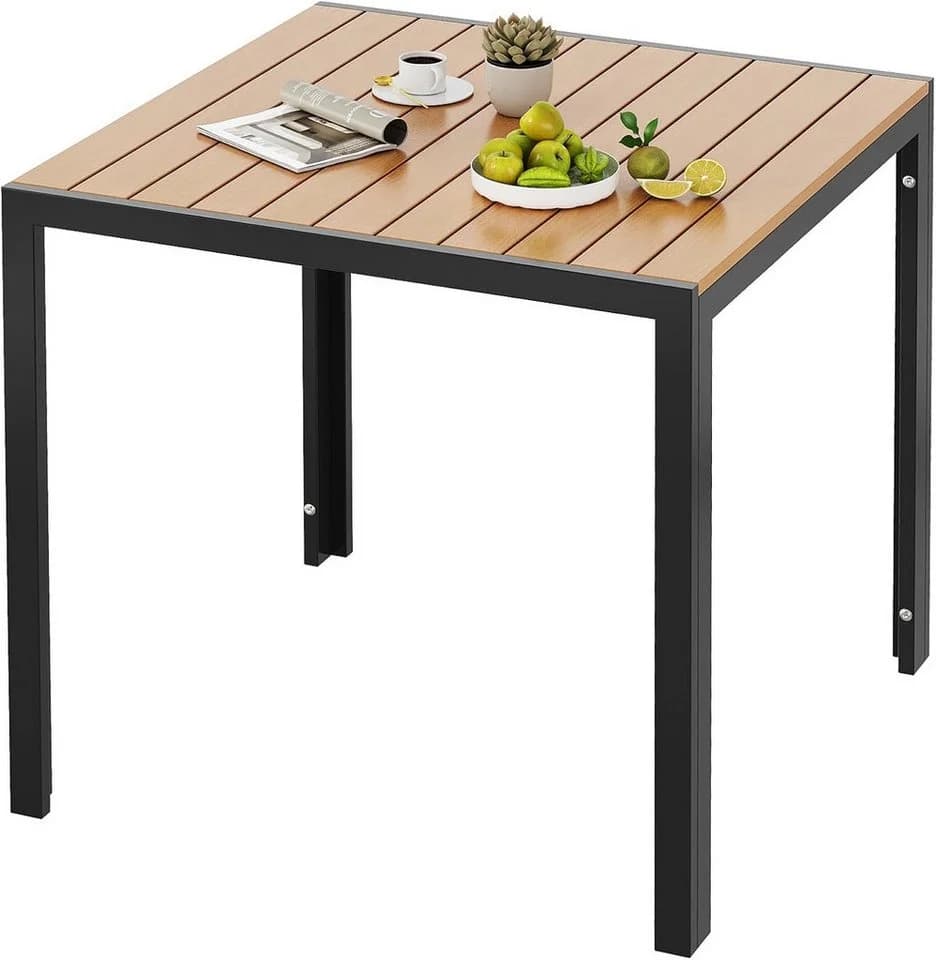 TLGREEN Gartentisch Wetterfest Balkontisch Aluminium mit WPC Tischplatte Holzoptik - Bild 2