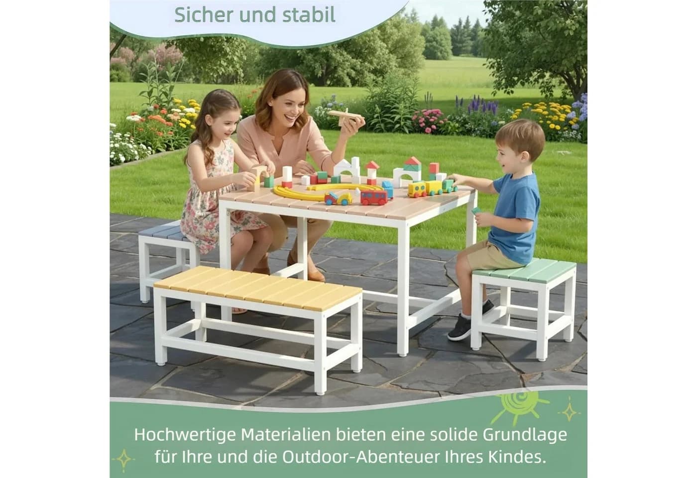TLGREEN Garten-Kindersitzgruppe 4-tlg. Pappelholz - Bild 3