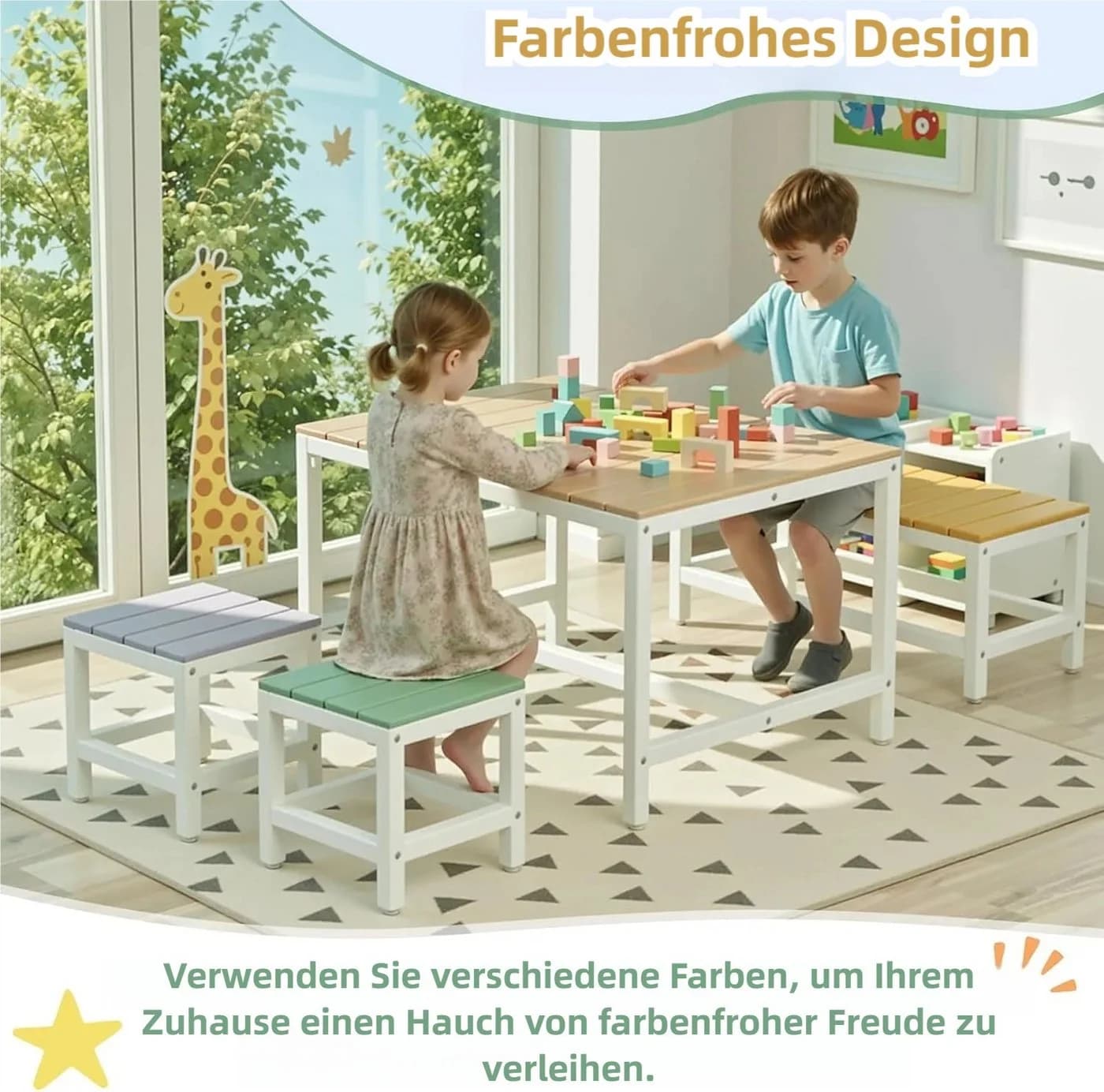 TLGREEN Garten-Kindersitzgruppe 4-tlg. Pappelholz - Bild 5