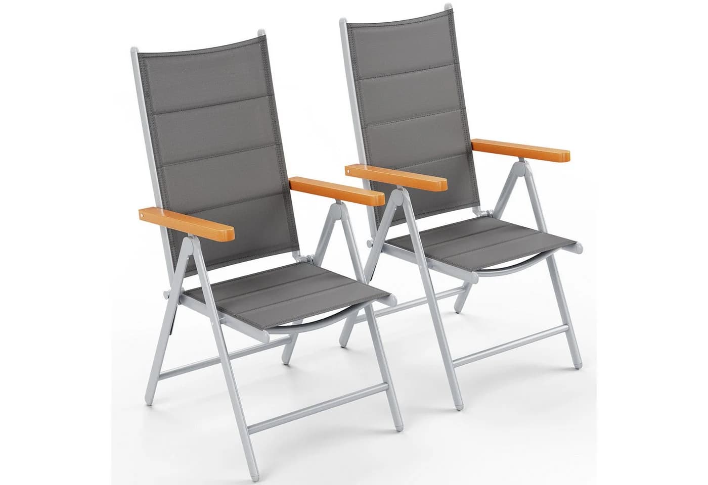 TLGREEN 2er Set Klappbarer Gartenstuhl Aluminium Hochlehner Silbergrau - Bild 2