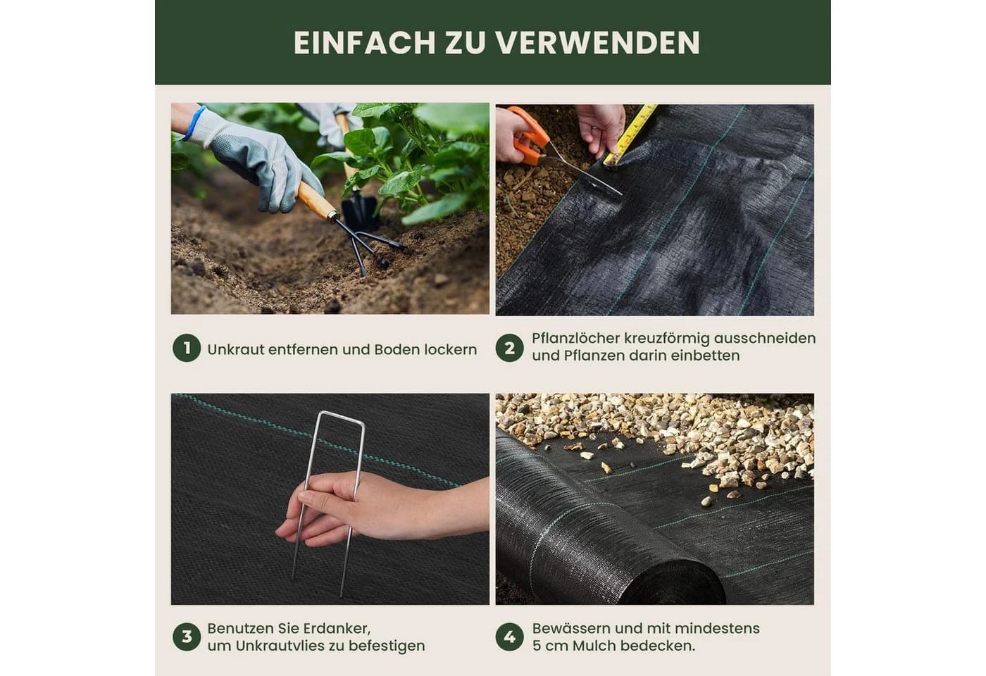 OUNUO Unkrautvlies 90g/m² reißfest - Bild 4