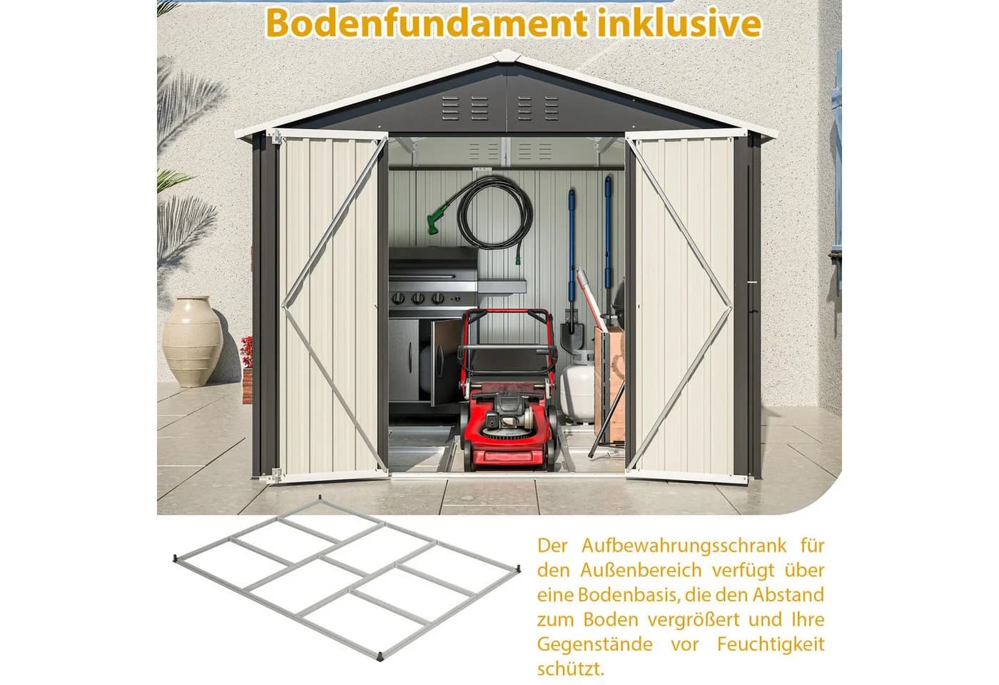 Thanaddo Gartenhaus Metall Gerätehaus Grau