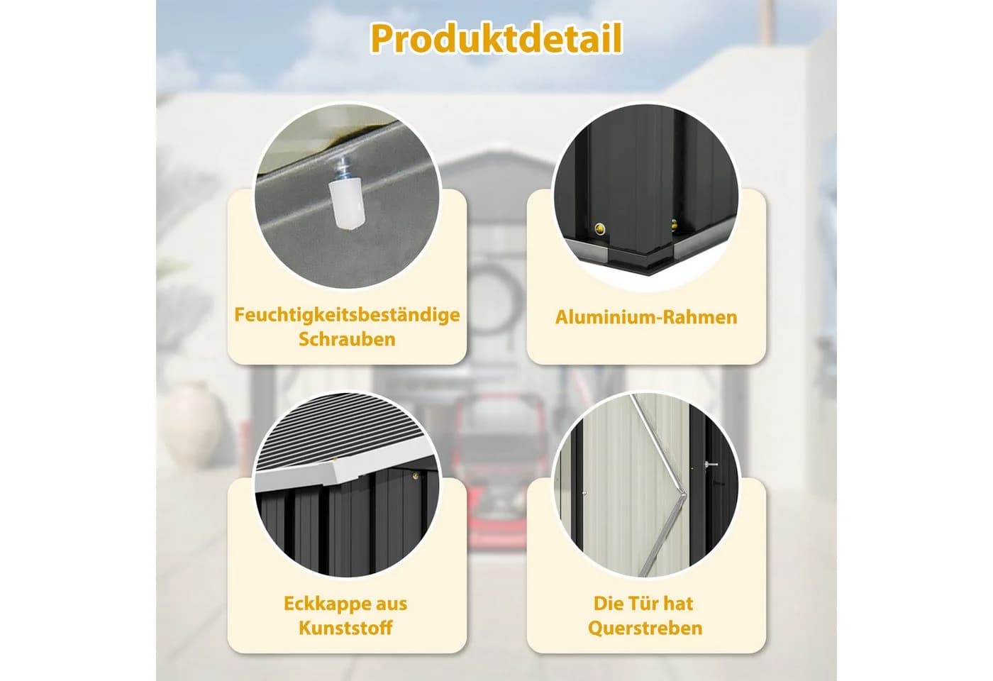 Thanaddo Gartenhaus Metall Gerätehaus Grau - Bild 3