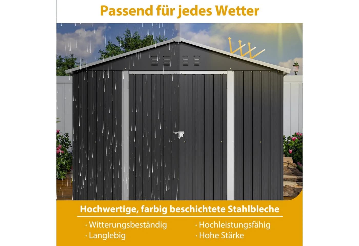 Thanaddo Gartenhaus Metall Gerätehaus Grau - Bild 4