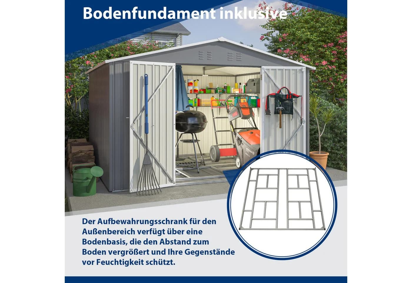 Thanaddo Gartenhaus Metall Gerätehaus Grau