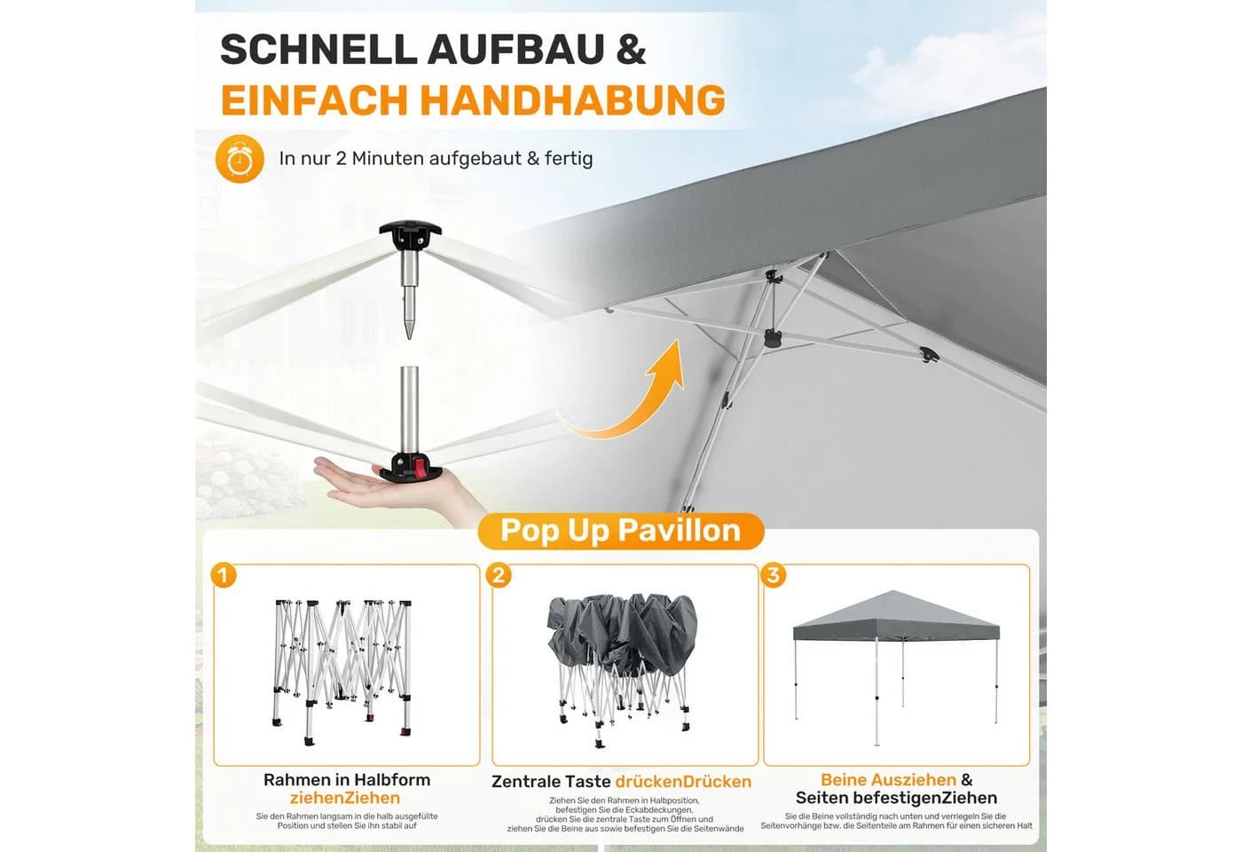 HawthyHome Faltpavillon Pop-Up Beige UV50+ Wasserdicht - Bild 4