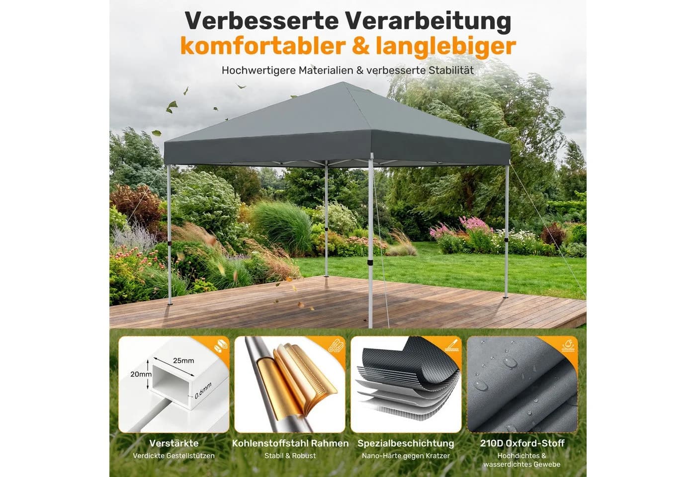 HawthyHome Faltpavillon Pop-Up Beige UV50+ Wasserdicht - Bild 5