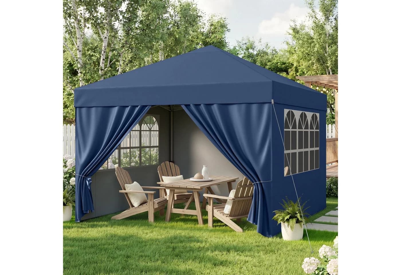HawthyHome Faltpavillon 3x3m Beige wasserdicht UV50+ höhenverstellbar - Bild 2