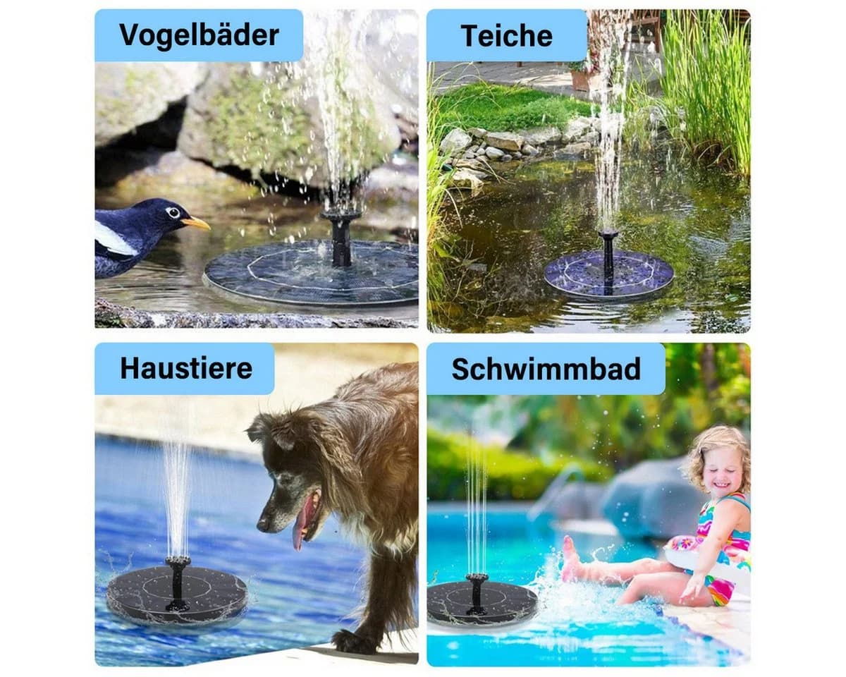 MOPUEA Solarbrunnen mit LED-Beleuchtung und 4 Düsen - Bild 5