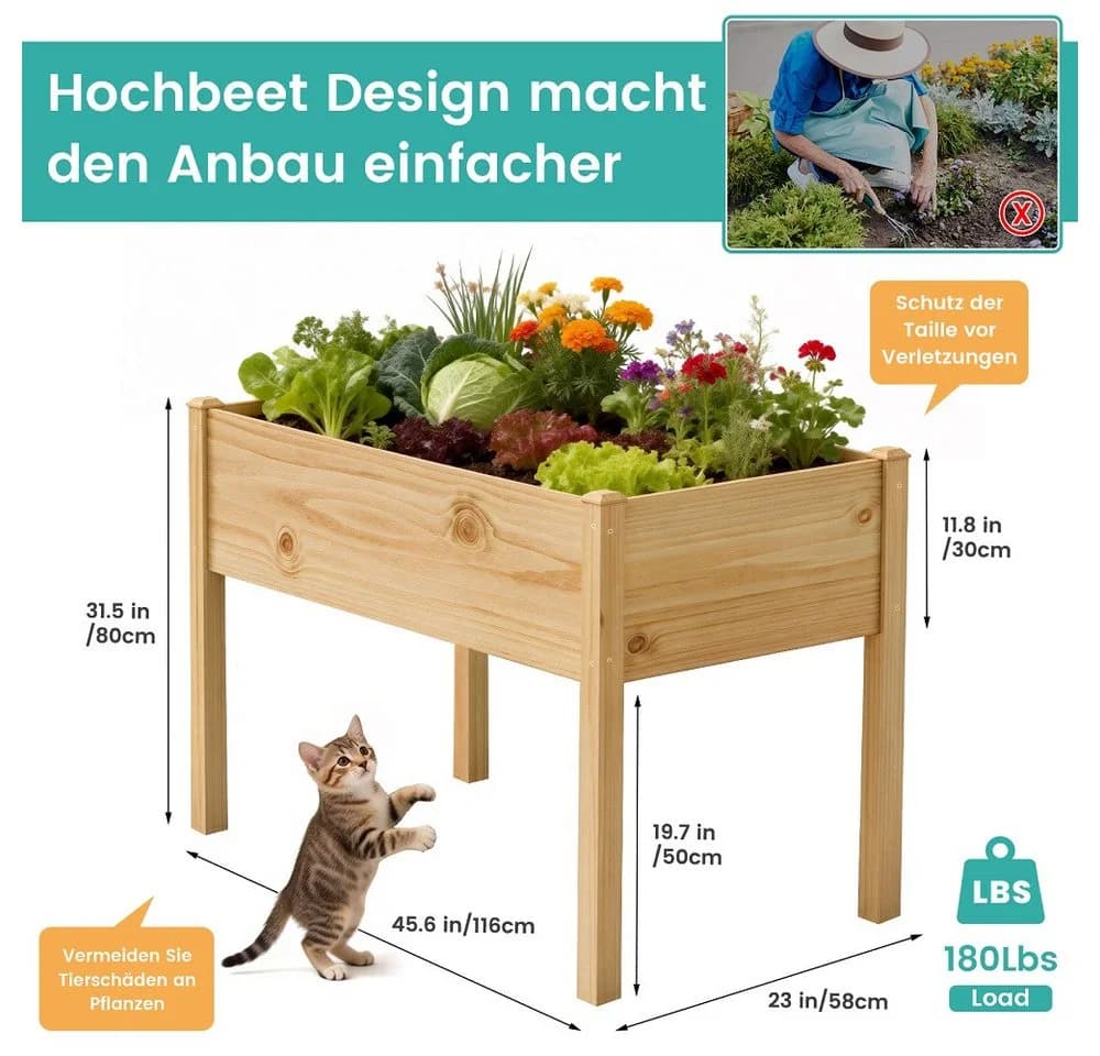 Meulbaty Hochbeet Kiefernholz 116x60x80 cm