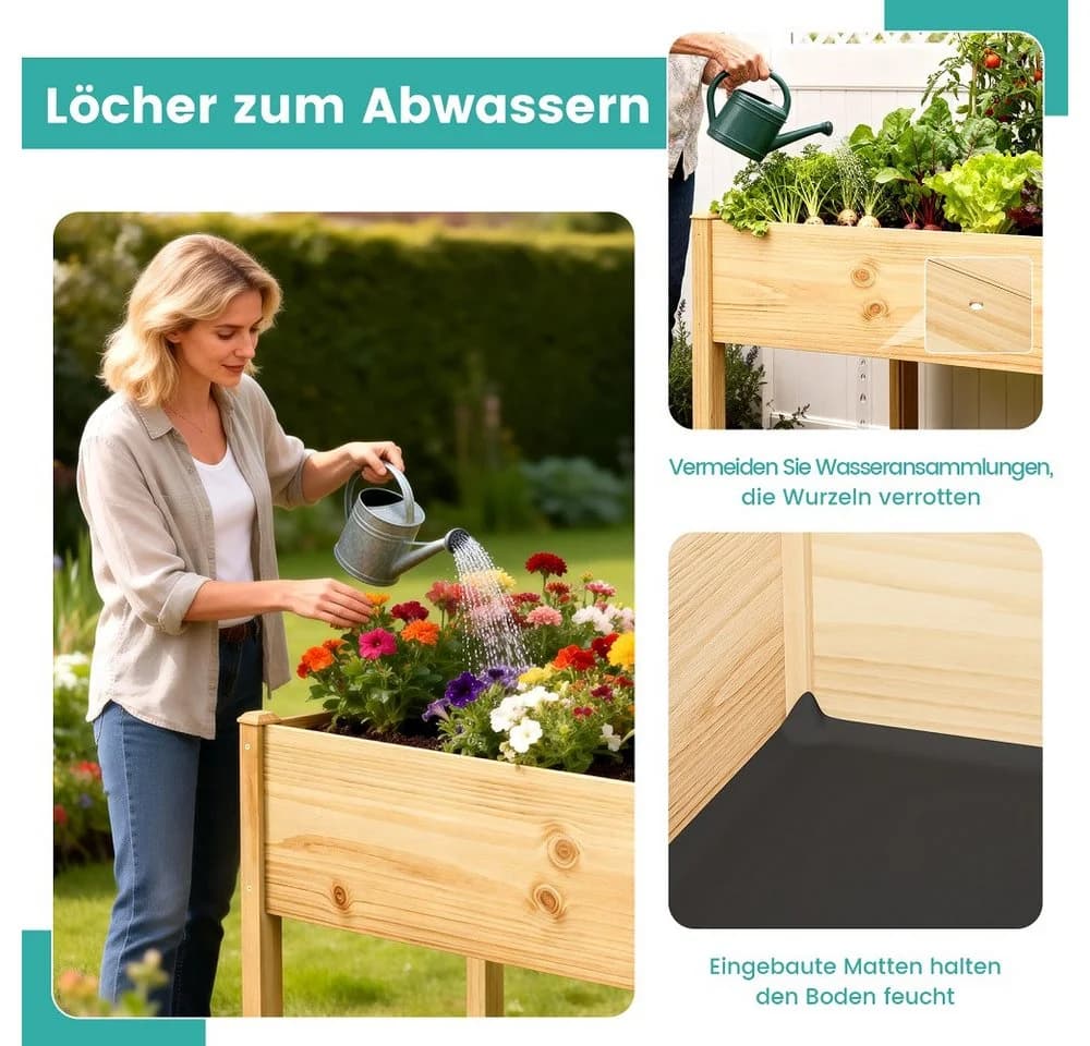 Meulbaty Hochbeet Kiefernholz 116x60x80 cm - Bild 5