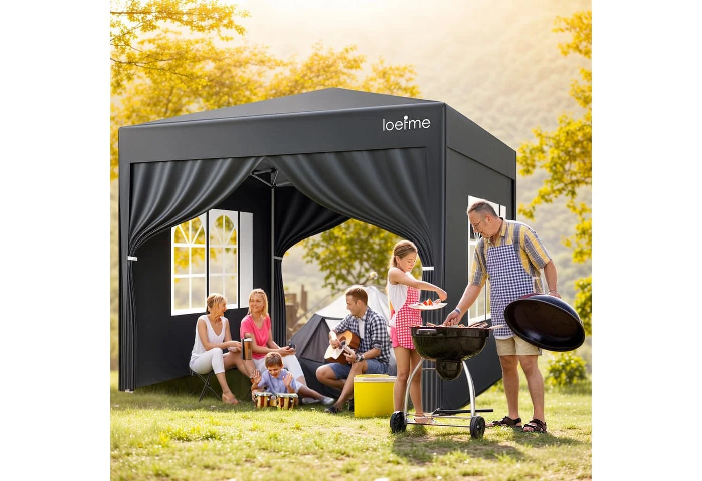 loefme Faltpavillon 2,5x2,5m Pop Up mit 4 Wänden - Bild 3
