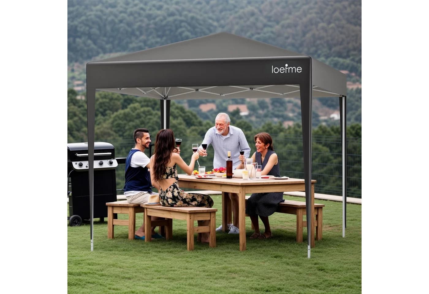 loefme Faltpavillon 2,5x2,5m Pop Up mit 4 Wänden - Bild 5