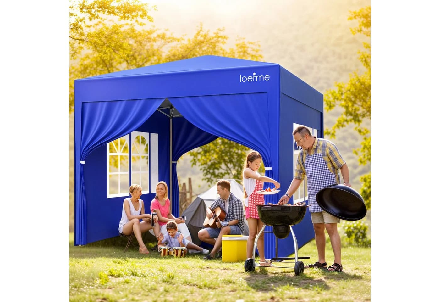 loefme Faltpavillon 2,5×2,5m Pop Up mit abnehmbaren Wänden blau - Bild 3