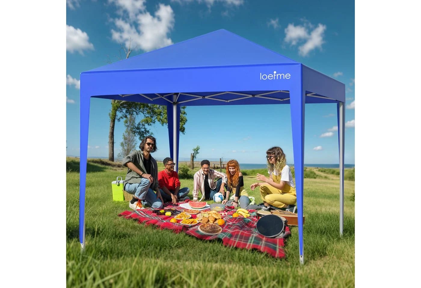 LOEFME Faltpavillon 2,5x2,5m Blau Pop-Up mit Höhenverstellung - Bild 4