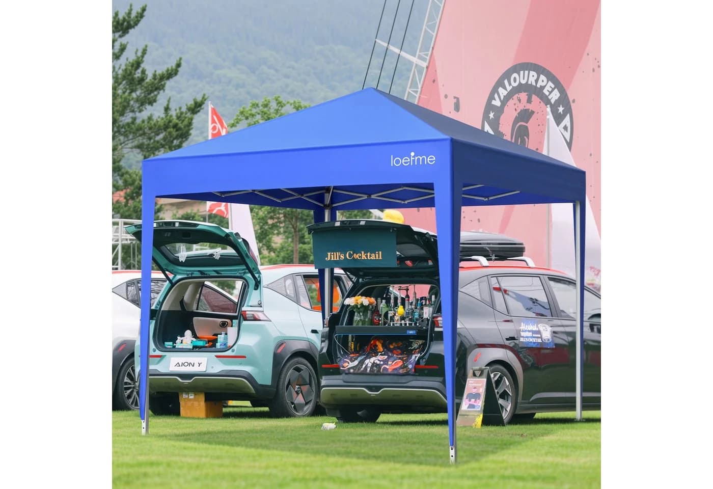 LOEFME Faltpavillon 2,5x2,5m Blau Pop-Up mit Höhenverstellung - Bild 5