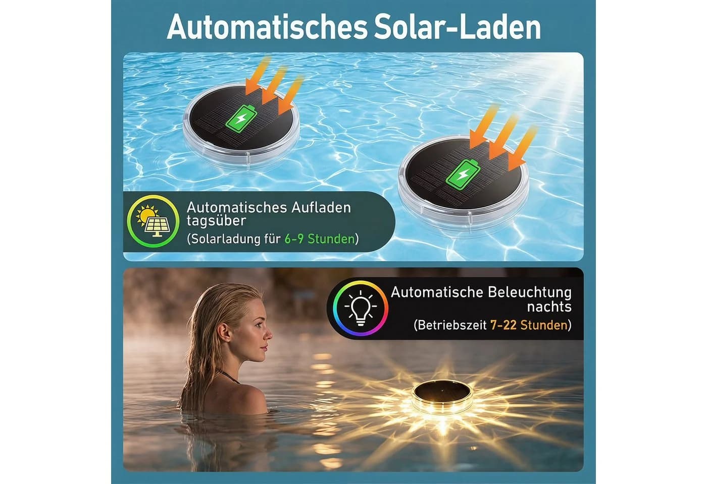 oyajia 4er Set Solar Poolleuchte RGB Fernbedienung Wasserdicht - Bild 4