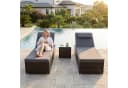 oyajia Gartenliege 2-Personen Polyrattan Braun mit Glastisch Bild 3