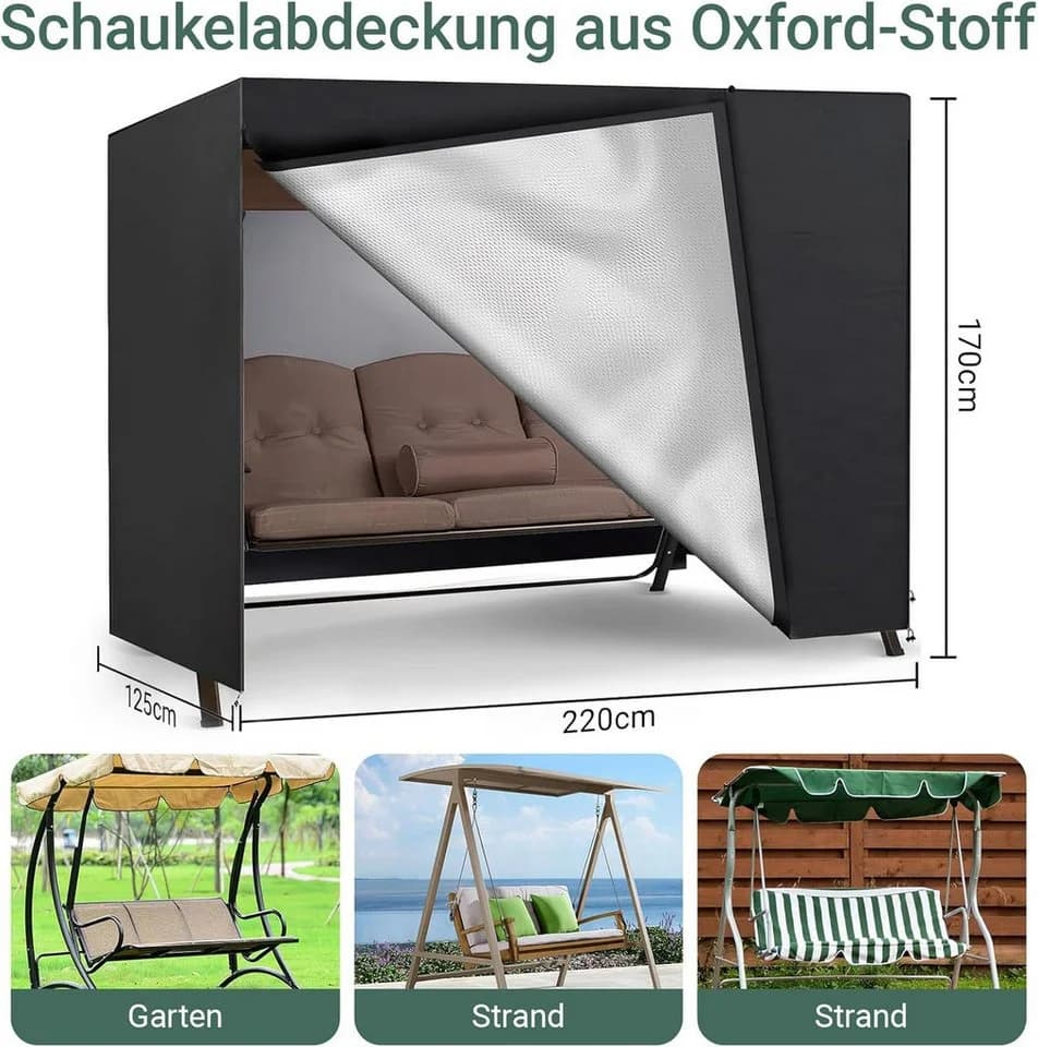 BlingBin Gartenmöbel-Schutzhülle Hollywoodschaukel 3 Sitzer Abdeckplane Wasserfest Winddicht UV Schutz - Bild 4