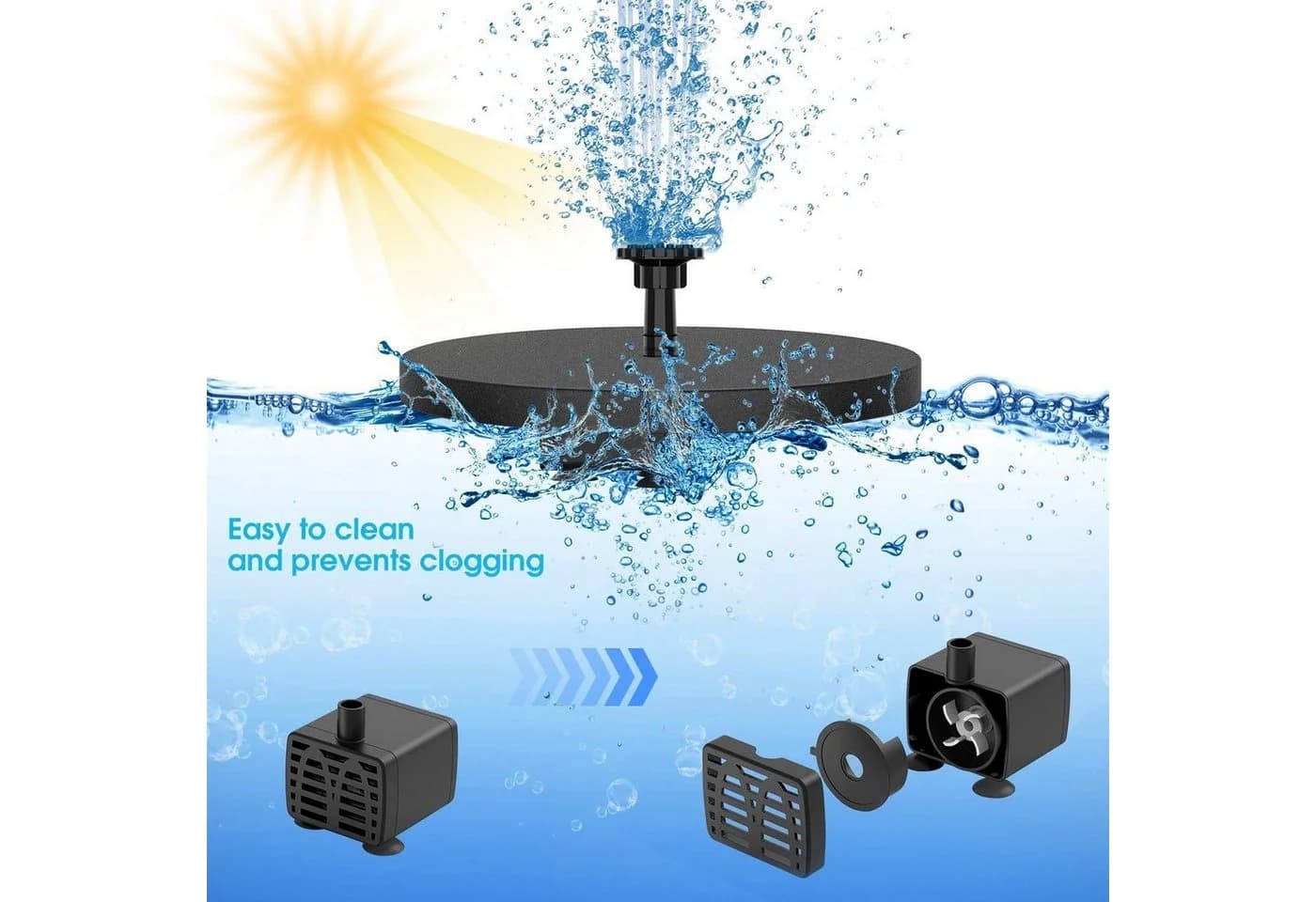 BlingBin Solarpumpe Solar Springbrunnen Fontäne Garten-Brunnen Teichpumpe Wasserspiel