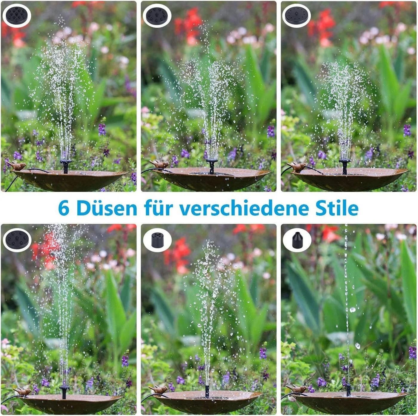 BlingBin Solarpumpe Solar Springbrunnen Fontäne Garten-Brunnen Teichpumpe Wasserspiel - Bild 5
