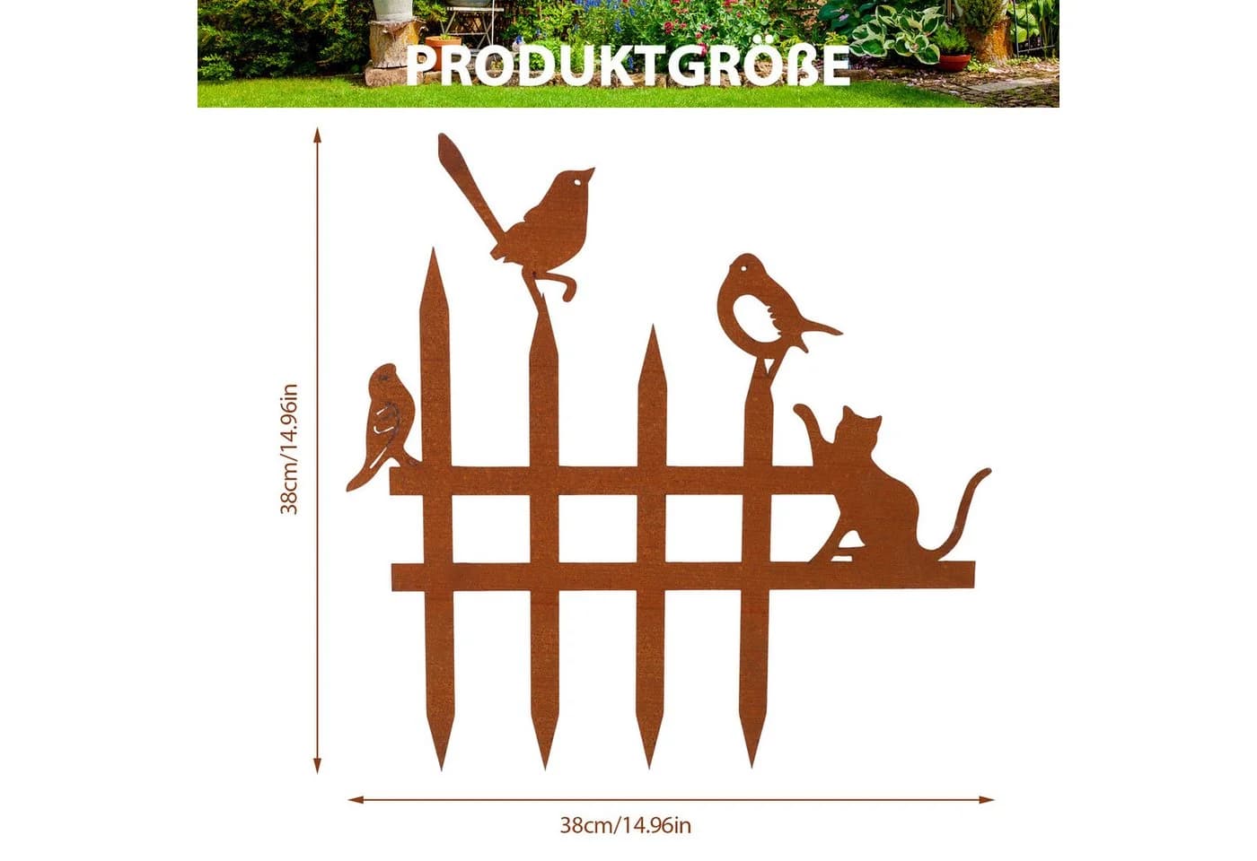 BlingBin Gartenstecker 2er Set Metall Vogel-Deko Rostoptik